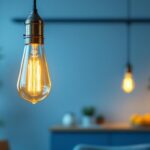 A photograph of a well-designed bulb fixture installation in a stylish interior setting