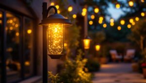 A photograph of a beautifully lit outdoor space featuring led can lights