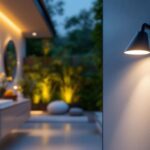 A photograph of a wet location recessed light fixture installed in a stylish bathroom or outdoor setting
