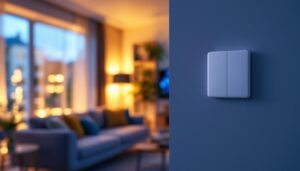 A photograph of capture a photograph of a leviton wifi dimmer switch installed in a modern