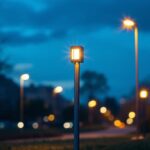 A photograph of a well-installed metal square pole with integrated lighting