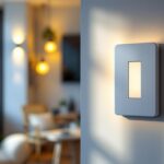 A photograph of a modern security light switch in a well-lit home environment
