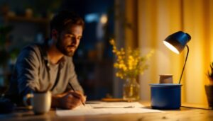 A photograph of a stylish lamp pot in a well-lit setting