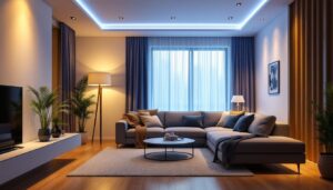A photograph of a well-lit room showcasing various styles of recessed lighting installations