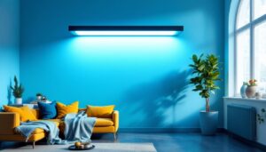 A photograph of capture a photograph of a well-lit interior space showcasing a tube light diffuser in action