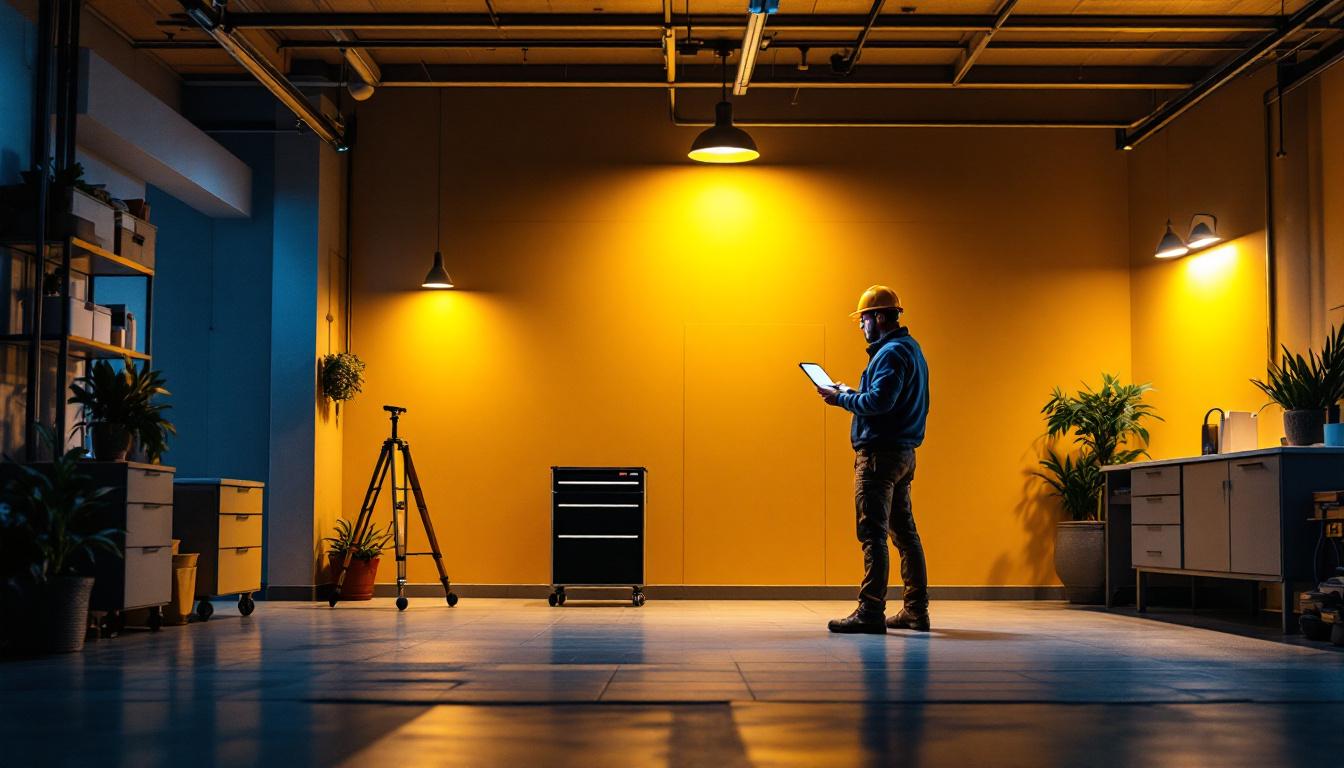 A photograph of a well-lit garage showcasing modern led lighting solutions
