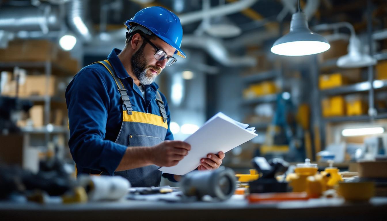A photograph of a lighting contractor in action