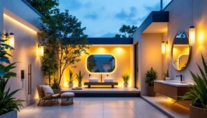 A photograph of a beautifully designed wet location recessed lighting installation