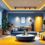 A photograph of a well-lit interior space showcasing boxed recessed lighting installations
