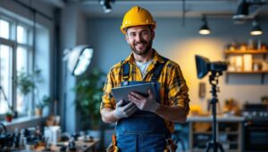 A photograph of a lighting contractor showcasing a well-lit space
