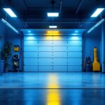 A photograph of a well-lit garage showcasing various led lighting installations