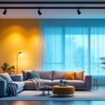 A photograph of a well-designed track lighting installation in a modern interior space