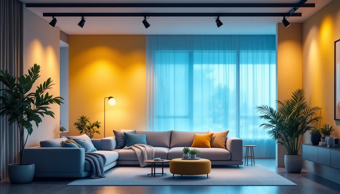 A photograph of a well-designed track lighting installation in a modern interior space