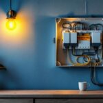 A photograph of a well-organized electrical box installed in a stylish setting
