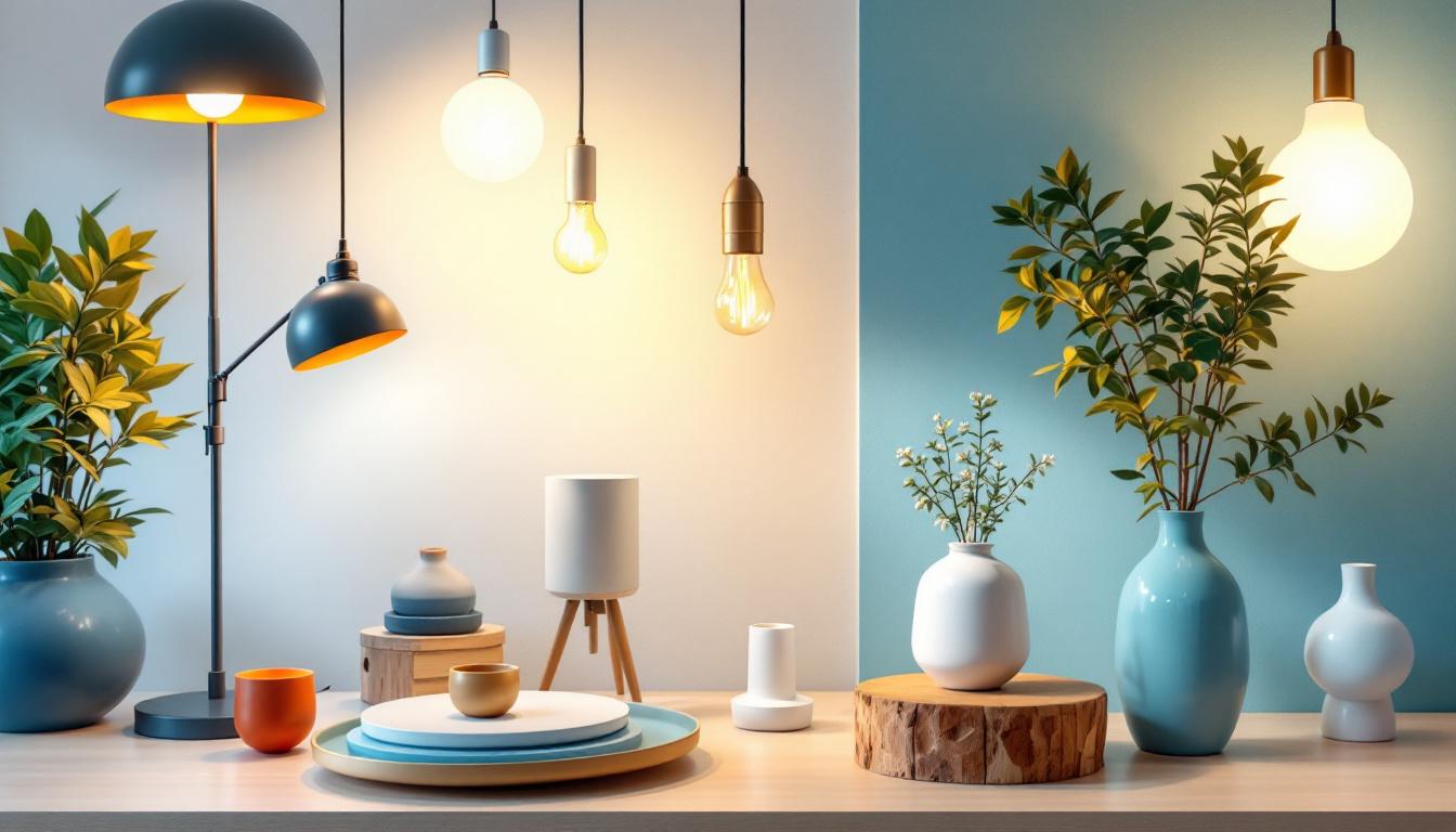 A photograph of a beautifully arranged display of various light fixture pieces