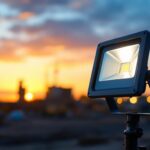 A photograph of a 50-watt led flood light in action