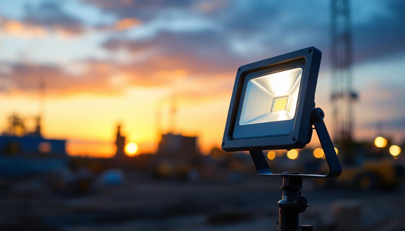 A photograph of a 50-watt led flood light in action