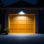 A photograph of a motion-activated garage light in action
