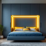 A photograph of a stylishly designed murphy bed in a cozy