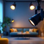 A photograph of a stylishly designed track light system in a modern interior setting