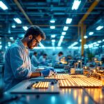 A photograph of a modern led manufacturing facility showcasing advanced technology and machinery