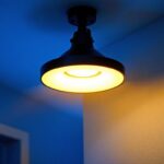 A photograph of a well-lit room featuring an 8-inch led ceiling light installed