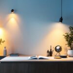 A photograph of a beautifully designed small space featuring stylish track lighting installations
