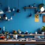 A photograph of a well-organized workspace featuring a variety of pendant lighting replacement parts