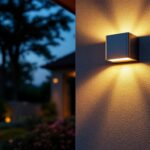 A photograph of a beautifully installed wall mount address light illuminating a home's exterior at dusk