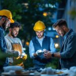 A photograph of a diverse team of professionals engaged in a hands-on training session