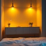 A photograph of a stylishly designed interior space illuminated by four t8 led lamps