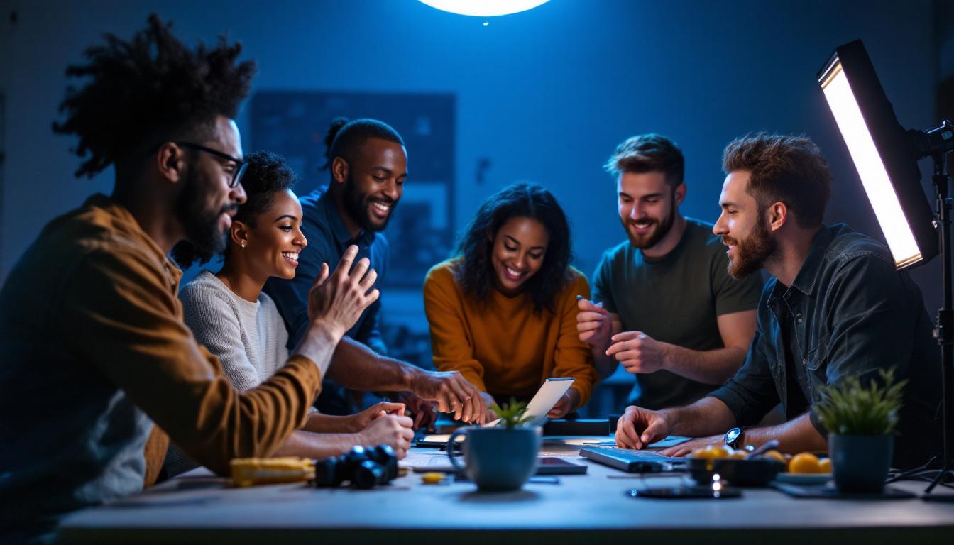 A photograph of a diverse team of professionals engaged in a hands-on training session