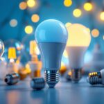 A photograph of a close-up shot of various ballast compatible led bulbs arranged aesthetically