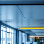 A photograph of a well-designed commercial space featuring sleek led suspended ceiling lighting panels
