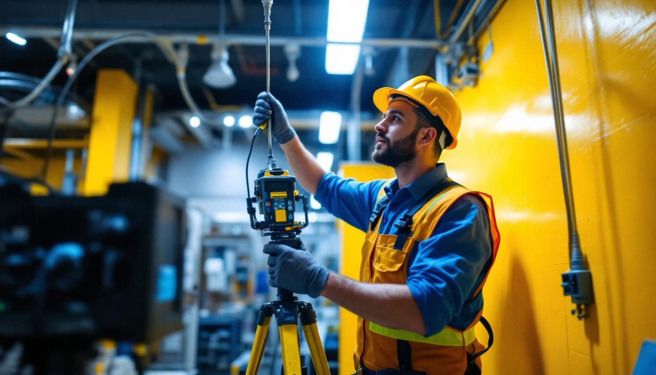 A photograph of a lighting contractor efficiently installing an inverter system in a commercial setting