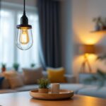 A photograph of a stylish and affordable pendant light fixture in a modern home setting