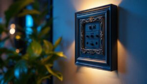 A photograph of a beautifully designed decorative junction box installed in an elegant lighting setting
