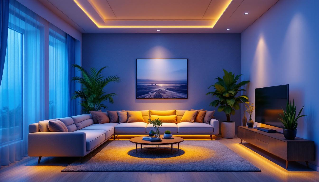 A photograph of a beautifully designed room featuring recessed lighting
