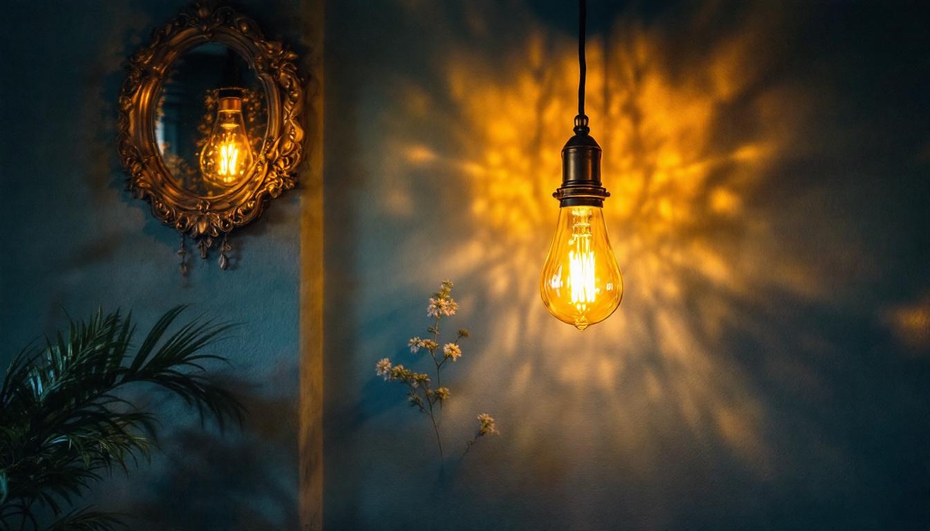 A photograph of an elegantly designed antique led light fixture in a cozy