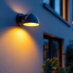 A photograph of a well-lit exterior light box installation in a residential or commercial setting