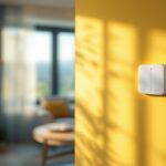 A photograph of a daylight sensor switch installed in a stylish interior setting