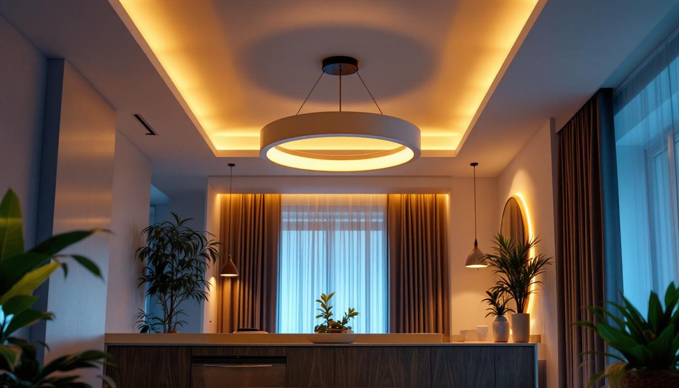 A photograph of a beautifully designed fall ceiling light installation in a modern interior setting