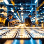 A photograph of a modern led light factory interior