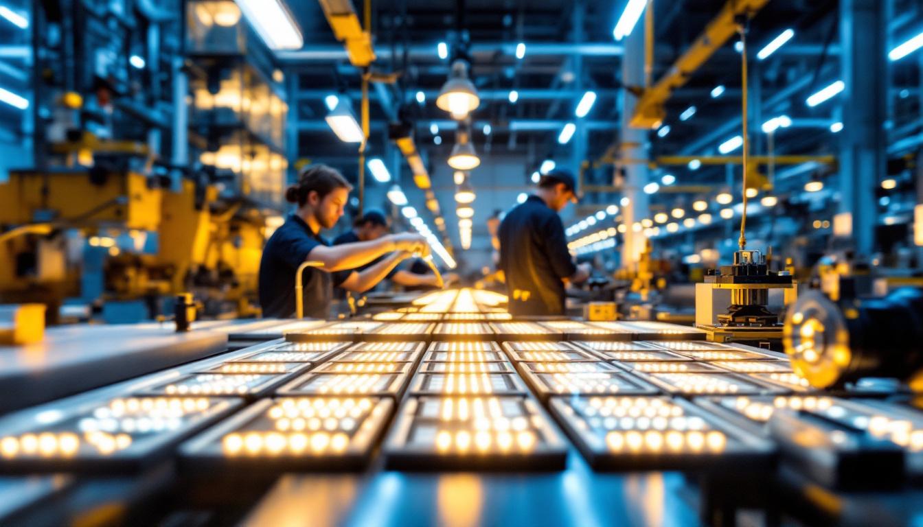 A photograph of a modern led light factory interior