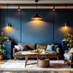 A photograph of a beautifully designed interior space featuring stylish barn lighting fixtures
