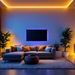 A photograph of a vibrant 2-foot led strip light elegantly illuminating a modern living space