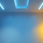 A photograph of a well-lit room featuring modern 2x2 led ceiling lights