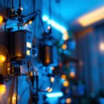 A photograph of a skilled lighting contractor installing a 12 volt dc transformer in a modern residential setting