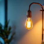 A photograph of a beautifully designed copper gooseneck light fixture illuminating a cozy indoor space