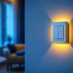 A photograph of a leviton wifi switch dimmer installed in a stylish home setting